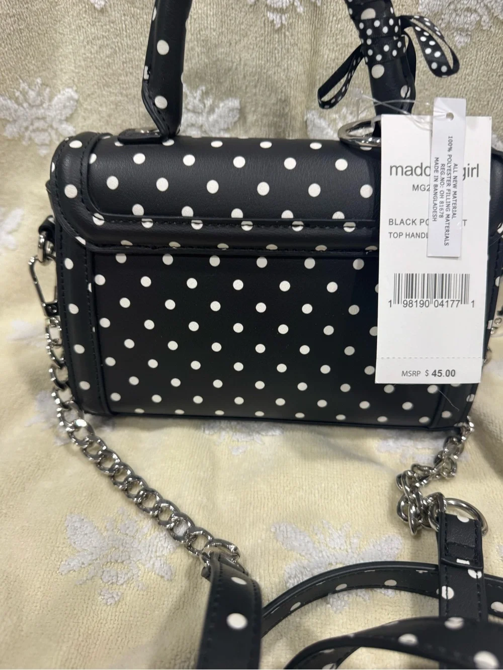 Madden Girl Black & White Polka Dot Crossbody Bag—NWT
